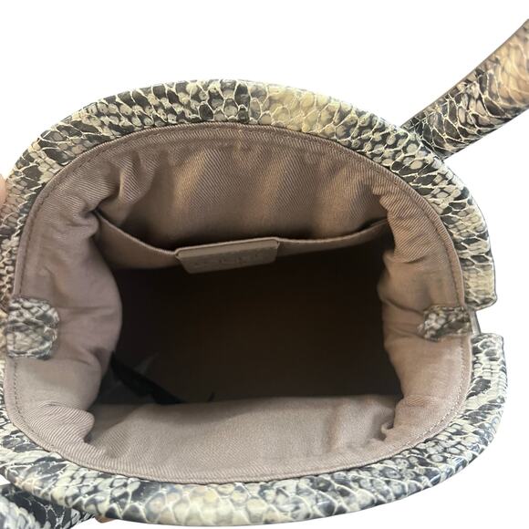 Louise Et Cie | Bubble Snake Embossed Leather Framed Mini Bag | Toasted Almond - Picture 8 of 12